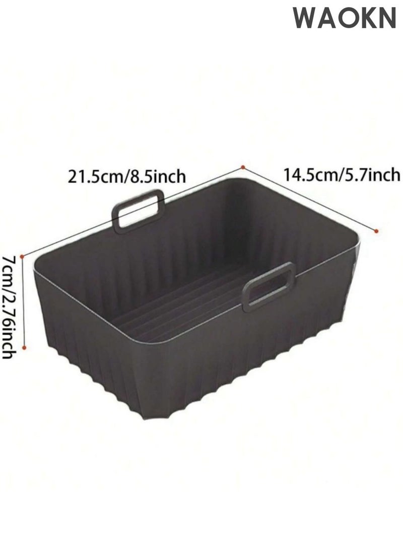 WAOKN Silicone Air Fryer Liners 2 Pack , Large capacity air fryer baking tray , suitable for Ninja Foodi Dual AF300UK AF400UK , and other Dual Air Fryer of suitable size , Instant for 8.5inch Baskets , Reusable Airfryer Accessories , BLACK . - Image 4